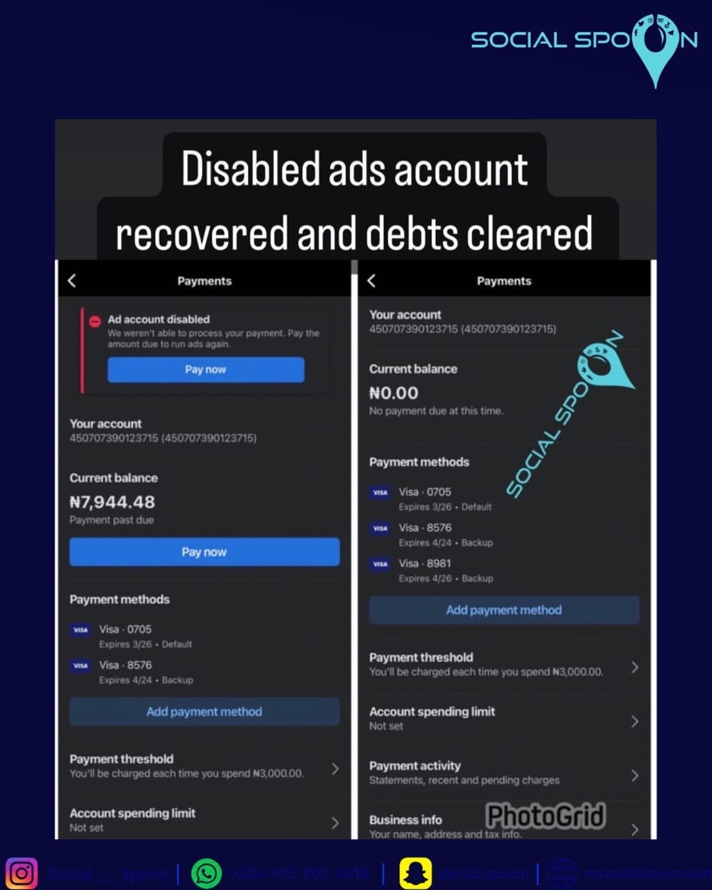 Ads account recovered