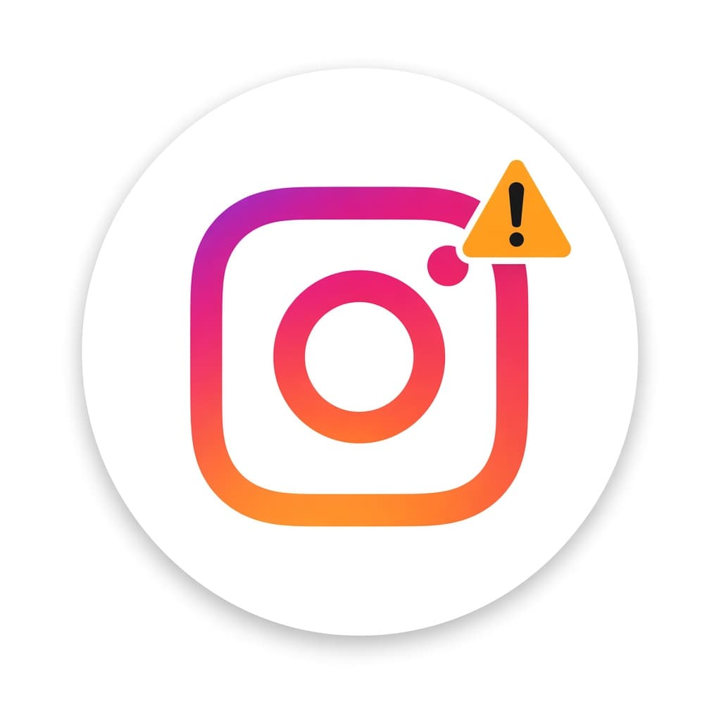 Instagram logo with a warning mark, representing ads account problems